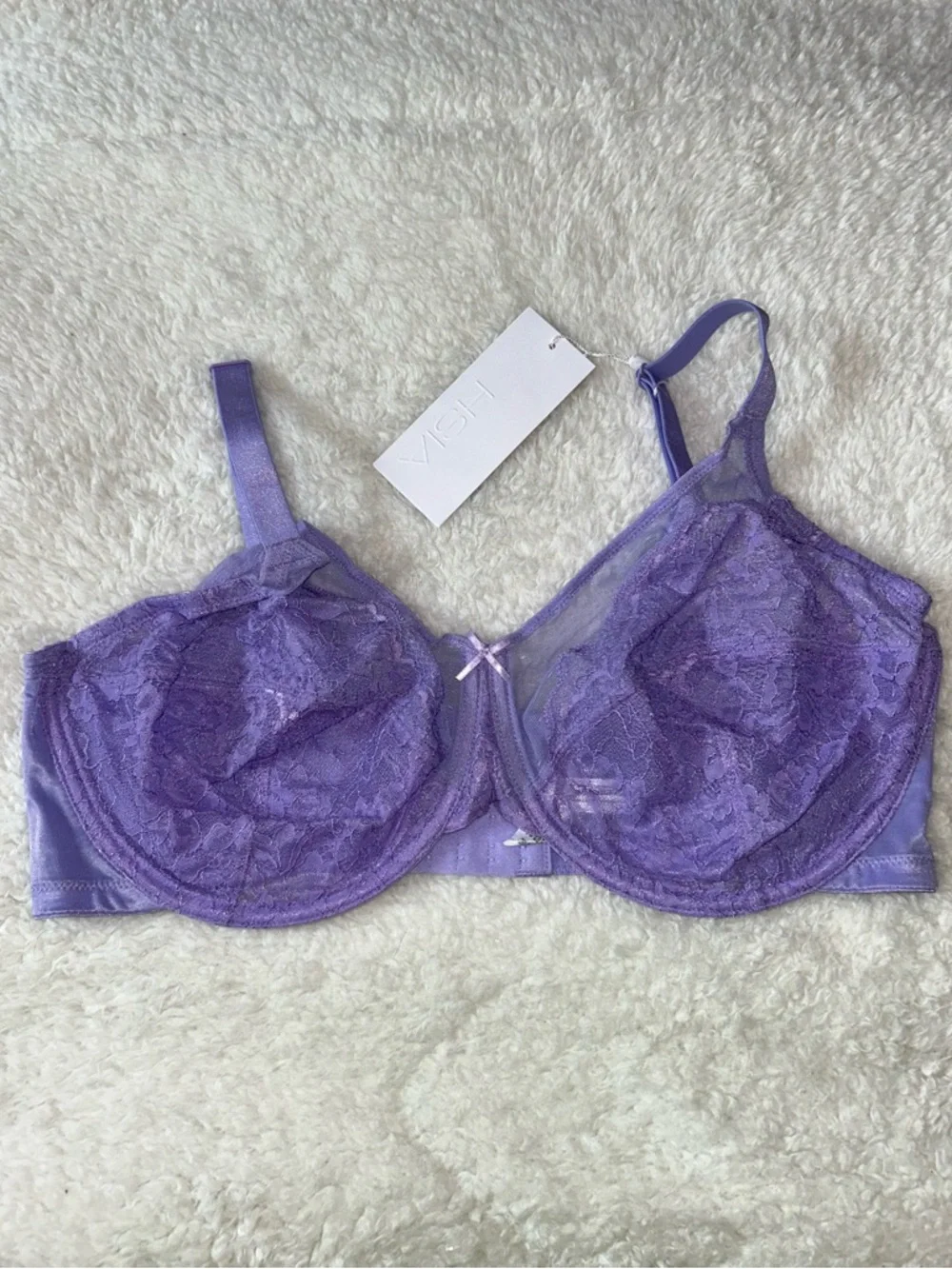 HSIA Enchanted Unlined Lace Underwire Bra 38G Purple NWT